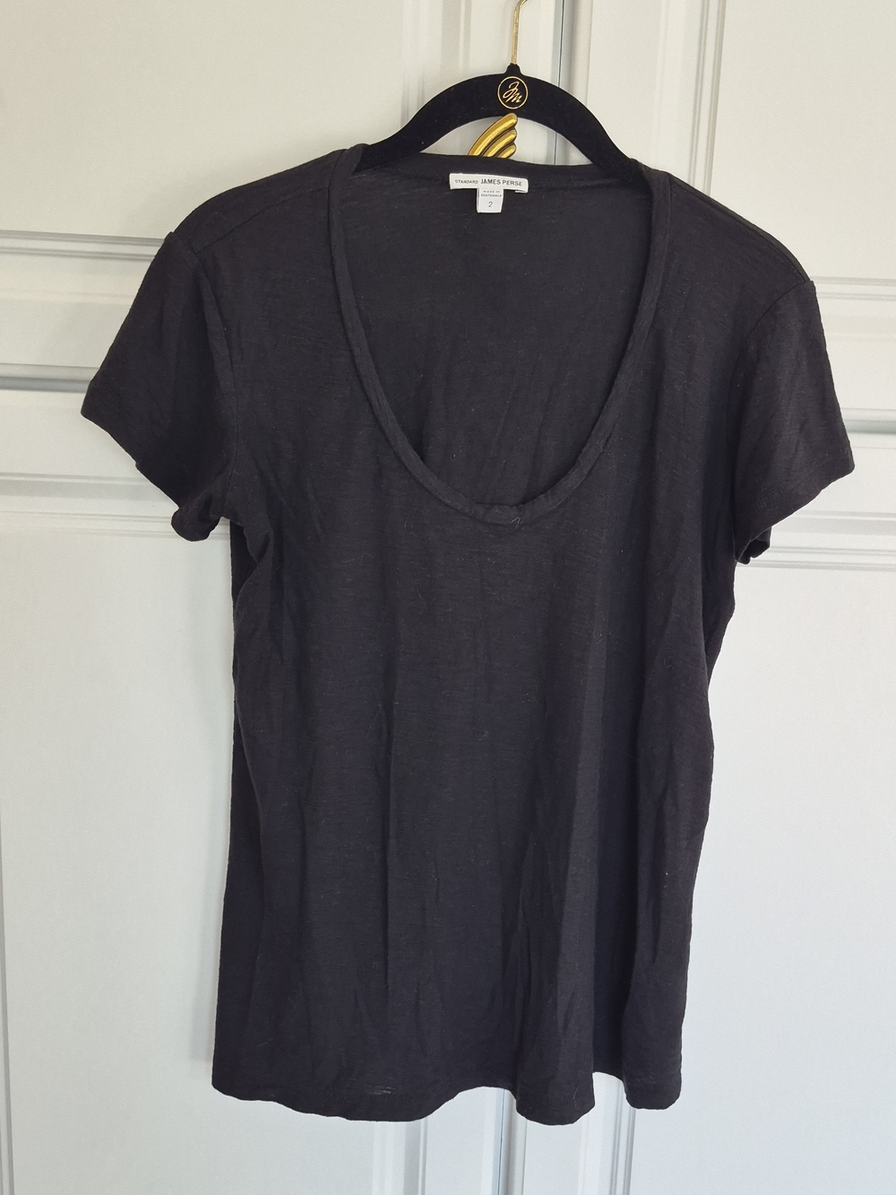 James Perse Black Scoop Neck Short Sleeve Tee Size 2